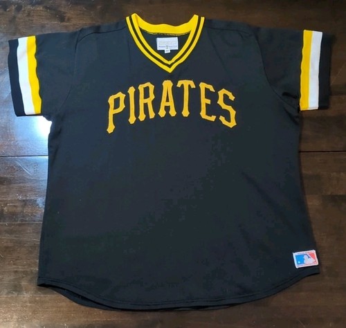 77-84 Vintage Authentic Medalist Sand Knit Pittsburgh Pirates MLB Black Jersey