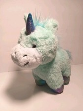 Cute  Cuddly Blue Unicorn Plush Stuffed Animal 9  
