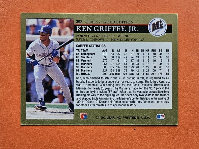 Ken Griffey Jr., 1992 Leaf Gold Edition Parallel #392, Seattle