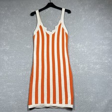 House Of Harlow Womens Medium Orange Striped Knit Bodycon Short Sleeveless Dress