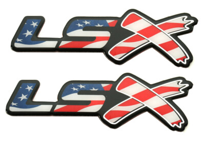 2PCS LSX Side Fender Rear Lid Boot Trunk Emblems 3D Badge of American Flag Color