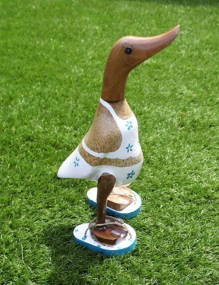 Holz Laufente mit Badelatschen 25 cm Duck in Beach Look Holz Ente Summertime - Bild 3 von 3