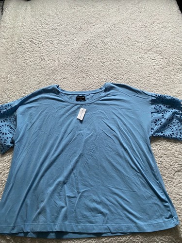 Lane Bryant Women Short Sleeve Hollow Out T Shirt Grayish Blue Size 22/24