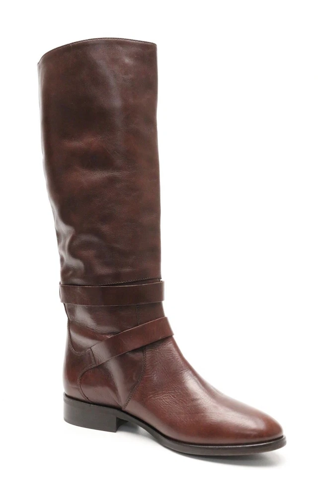 Mujeres Sarah Jessica Parker Cuero Marrón Oscuro Montar Botas Altas Zapatos Talla 37.5 Foto 4 de 4