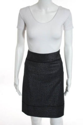 THEORY MAIA gray Wool Sheer Zip Up Metallic A Line Skirt 4 $298