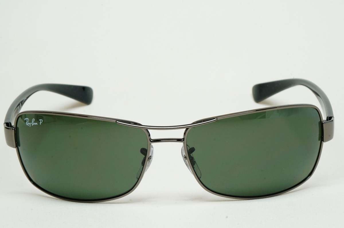 Ray-Ban Sunglasses Polarized Dark Green Gunmetal Wrap Navigator RB