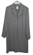 Virgo Womens Black Button Front Long USA Made Notch Collar Business Jacket 8