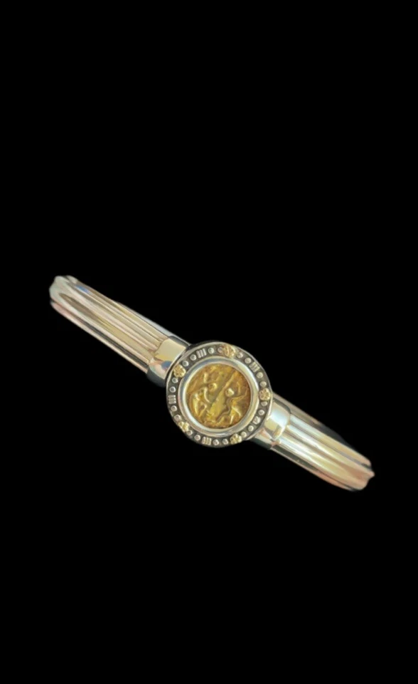 Tagliamonte 925 Sterling Silver and 14K Yellow Gold Hinged Bangle NWOT - Image 3 of 4