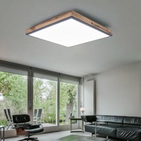 Deckenleuchte Deckenlampe Wohnzimmerlampe Holzoptik Opal Landhaus 1X Led L 30Cm