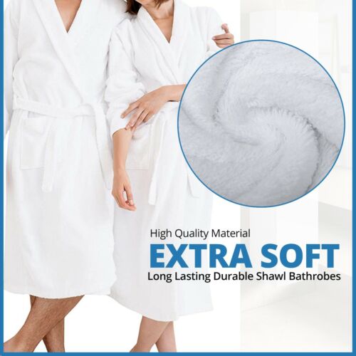 UNI SEX 100% COTTON BATHROBE SOFT SHAWL COLLAR TERRY TOWELING DRESSING GOWN - Picture 12 of 13