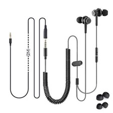 In-Ear Headphone Earbuds for TV PC with 18 Ft Spring Coiled Extension Cable