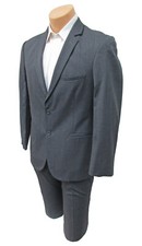 Boys Size 4 Jean Yves Steel Grey Suit with Flat Front Pants Two Button Front