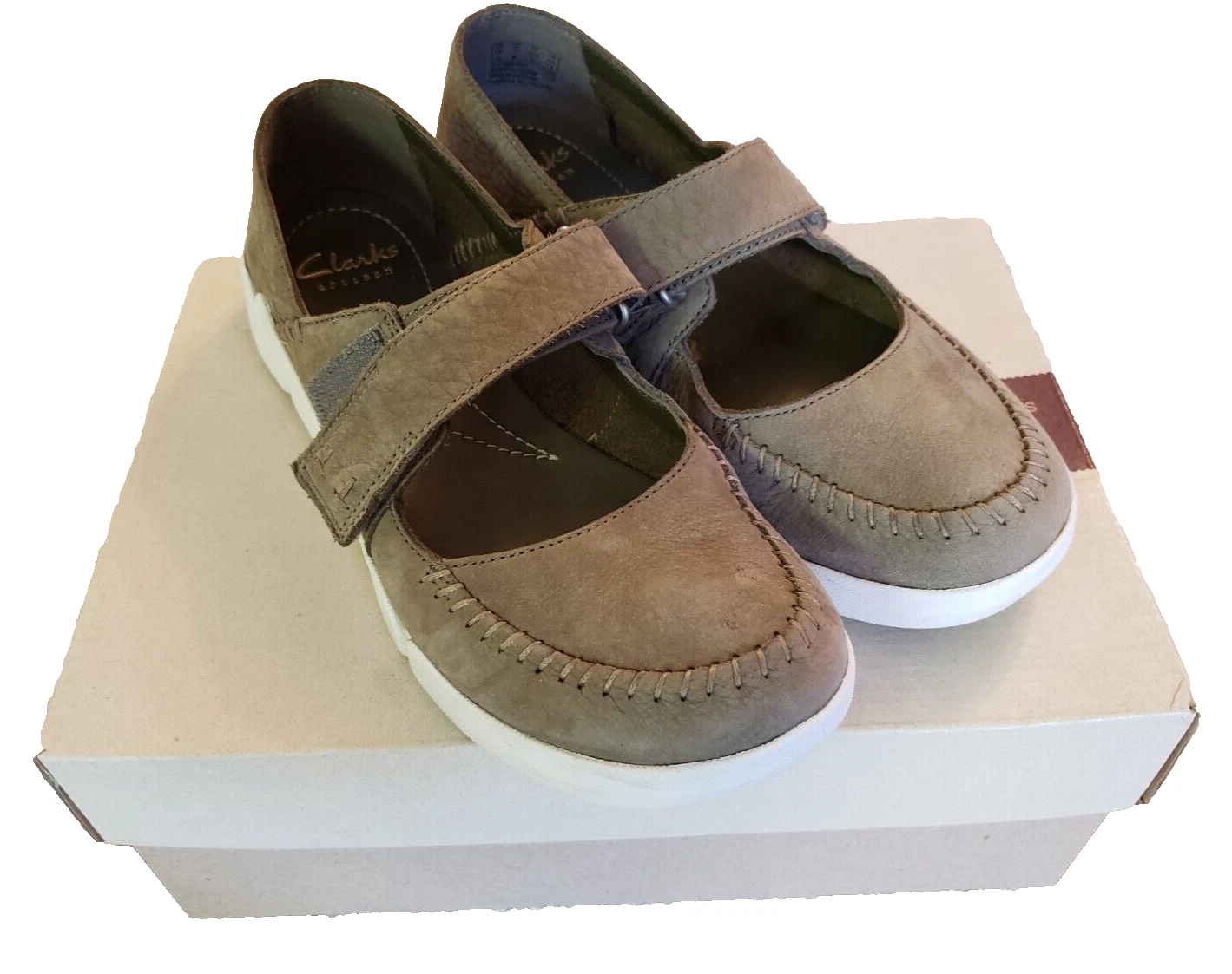 CLARKS TRI AMANDA BALLERINE DONNA TRIGENIC MARY JANE SALVIA NABUK 15620 TAGLIA 7 M
