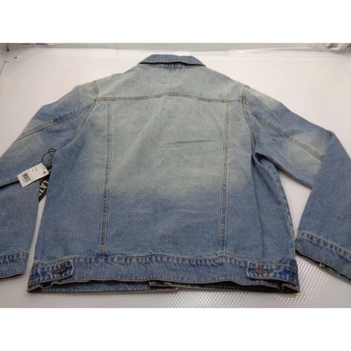 Lazer Men's Regular Fit  Denim Trucker Jacket in Extra Light Wash Blue-XLarge image 6