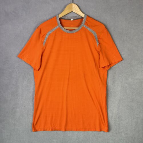 Lululemon Shirt Men's Large Orange Metal Vent Workout Blue Active Athleisure Run - Picture 1 of 11