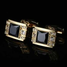 Men Luxury Black Crystal Cufflink Suit Shirt Fashion Wedding Groom Gift Jewelry