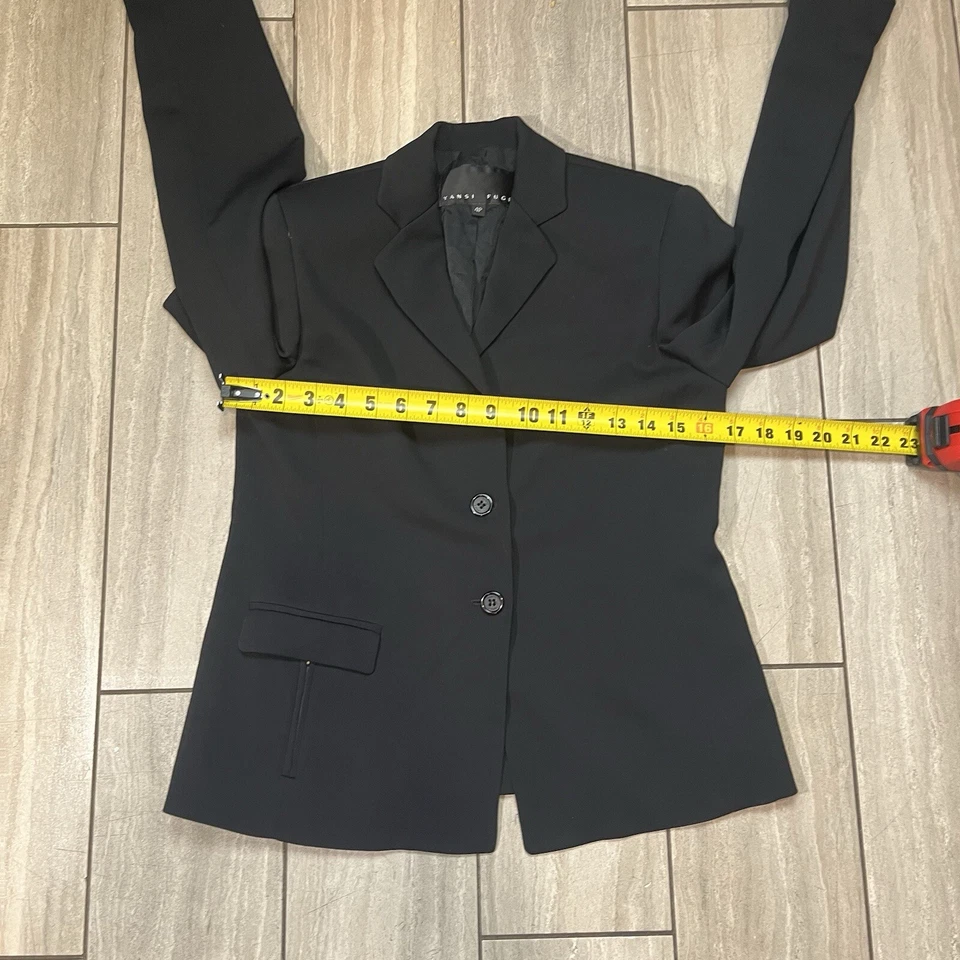 Blazer vintage Yansi Fugel negro acolchado ajustado estructurado negro mujer talla 4P Foto 3 de 4