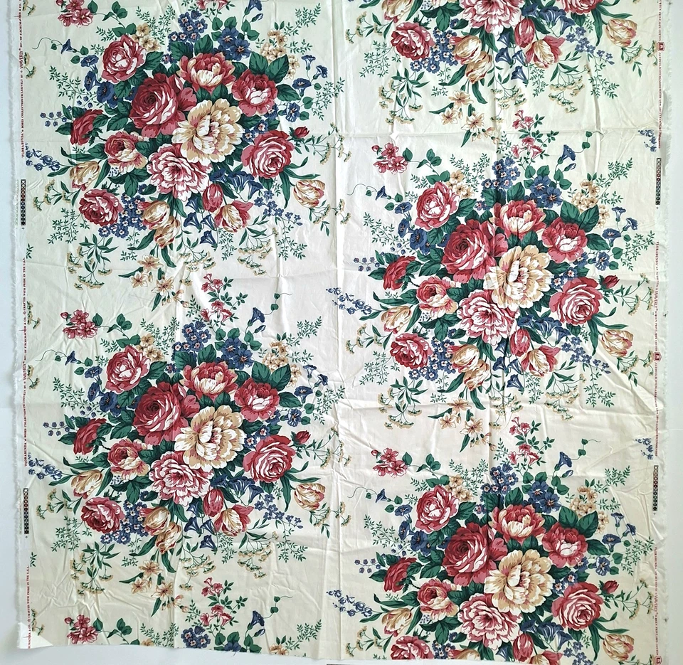 Waverly Florabunda Roses Collection Large Print Chintz Cotton Fabric 1.8 YDS - Image 2 of 4