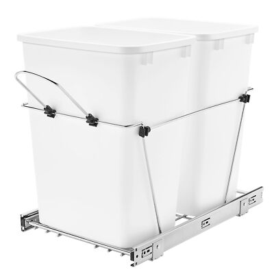 Rev-A-Shelf Double Pull Out Trash Can for Under Kitchen Cabinets 35 Qt 12 Gal
