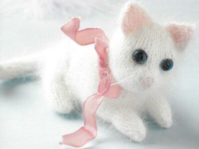 Eigen bedruckte Strickanleitung - flauschige Katze oder Kätzchen (18 cm lang) - 0162