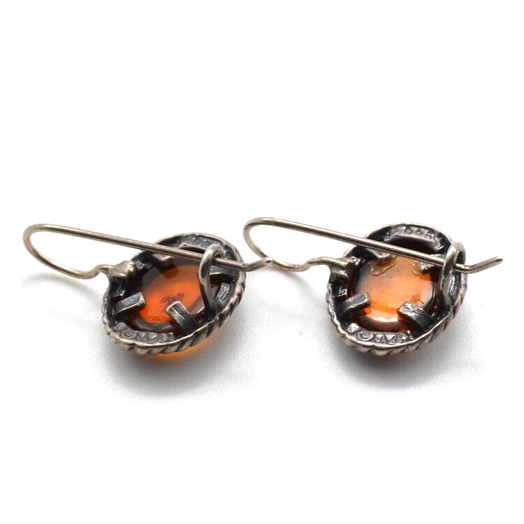 Morning Sun Inc Signed Amber Earrings Sterling Silver 925 Dangle