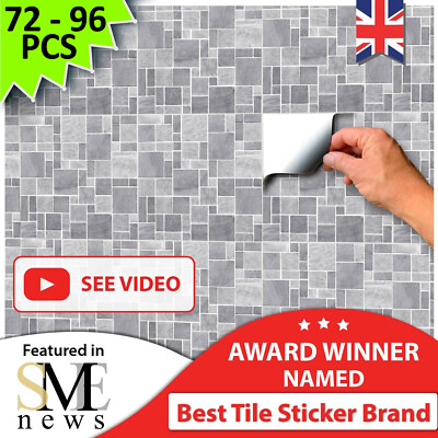 Waterproof Mosaic Kitchen Tile Stickers transfers 6x6 15x15cm Decals ...