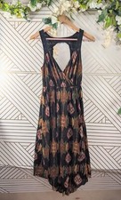 FREE PEOPLE Women's V Neck Boho Dress Crotchet Back Open Flowy Midi Size XS