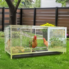 Large Stainless Steel Chicken Coop Hen Cage Indoor Outdoor Rabbit Hutch w/ Cover