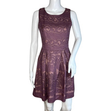 Altar'd State Dress Womens Small Purple Plum Scroll Print Fit & Flare Feminine