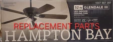 Hampton Bay Glendale III 52" Matte Black Ceiling Fan Replacement Parts AK338-MBK