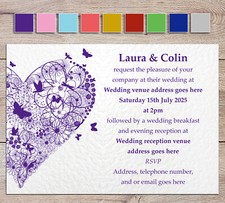 Personalised Wedding Invitations & RSVPs - Day or Evening Invites with envelopes