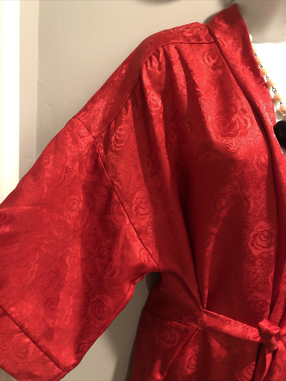 fredericks of hollywood red robe floral size m - Gem