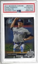 CHRIS PADDACK Signed Autographed 2017 Bowman Chrome Card Padres RC Auto PSA 10 