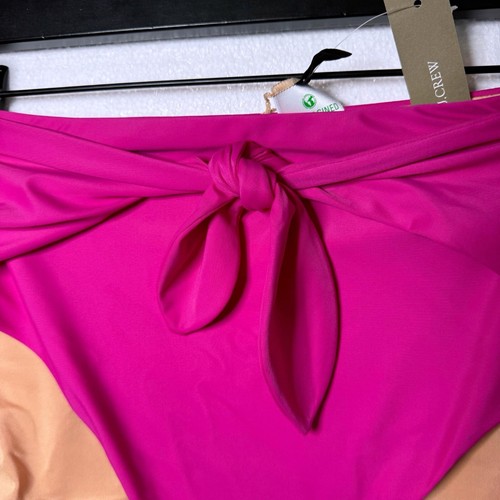J. Crew New Plus Sz 2X Pink Tie Detail Bikini Swim Bathing Suit Bottom High Rise - Picture 4 of 7