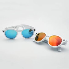 AI Smart Glasses White Frame w/ Ruby & Blue Lenses Oakley HSTN Prizm Alternative