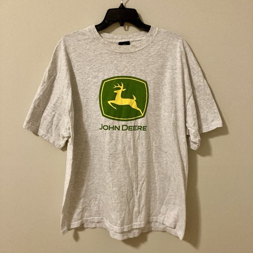 John Deere Licensed Men's Gray Grey Short Sleeve Shirt Tshirt XL Logo