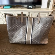Tory Burch Gemini Link Tote Bag Beige/Cream Striped- Good Condition