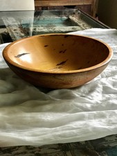 Vintage Primitive Large Wooden Bowl Home Decor 13 1/2 - 12 1/2 D x 4 H