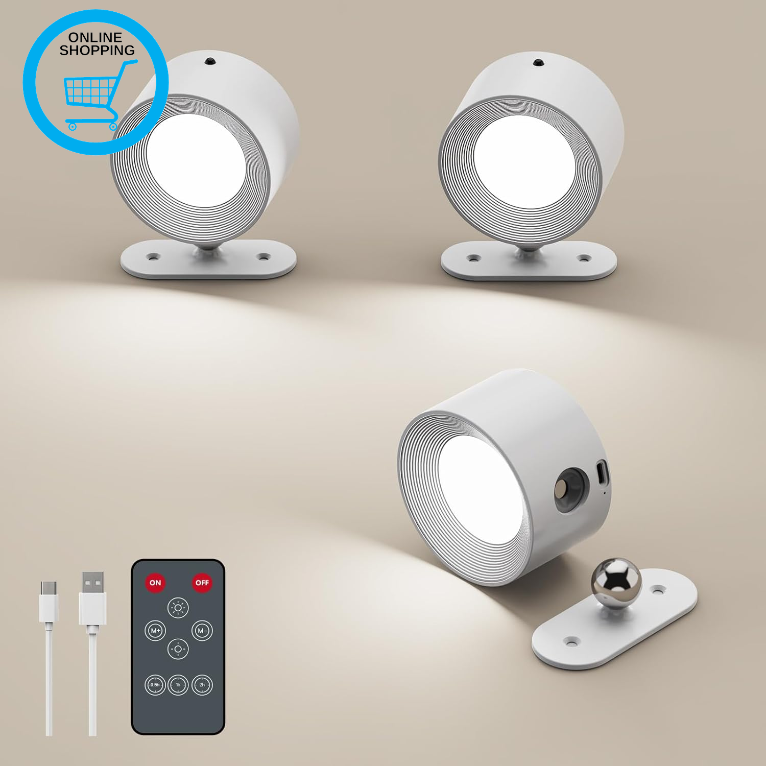 Rechargeable Wall Lights, Battery Operated Wall Light with Remote Control & Touc