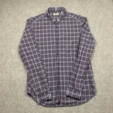 Burberry Brit Shirt Mens Medium Purple Plaid Button Down Long Sleeve