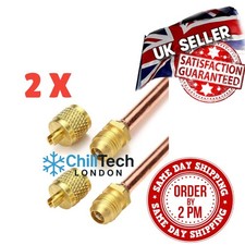 2× 1/4′′ Kälte Service Ventile - Messing Hahn Adapter für R600/R134a