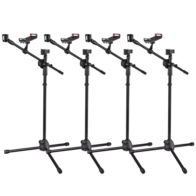 4 Packs Microphone Boom Arm Stand Dual Mic Clips Adjustable Tripod Phone Holder
