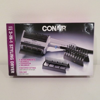 Conair 3-in-1 Styling Dryer SD4NPR 1875W Unused Open Box With 3 Attachments