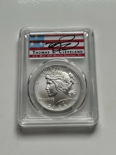2023 Peace Dollar $1 Advanced Release PCGS MS70 Thomas Cleveland Signed