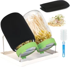 Sprouting Kit, 2 Sprouting Jar Kits, Wide Mouth Quart Mason Jars with Stainless