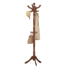 Coat Stand, Solid Wood Freestanding Coat Rack with 11 Hooks, Hall Tree for Ba...