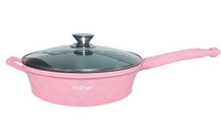 Pfanne Bratpfanne + Glasdeckel Beschichtet Ø28 Induktion Cheffinger DIAPF28 Pink