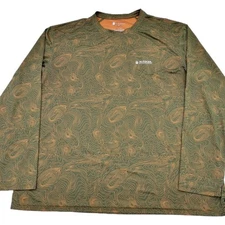 Alaskan Hardgear Men's XL Green Orange Topograph Long Sleeve Base Layer Pullover