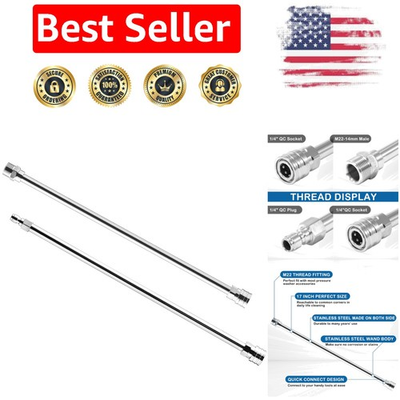 #ad Dual Stainless Steel Pressure Washer Wand Extension Kit 17 Inch 4000 PSI $24.69