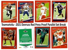 2021 Donruss Football Red Press Proof Parallel Set Break w/Back Scans # 1-200